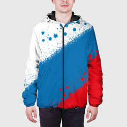 Куртка с капюшоном мужская Российский триколор, цвет: 3D-черный — фото 2
