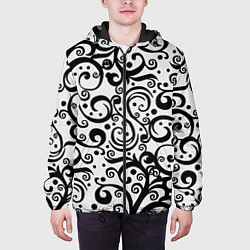 Куртка с капюшоном мужская Чёрный кружевной узор, цвет: 3D-черный — фото 2