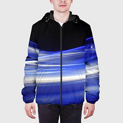 Куртка с капюшоном мужская Синие волны на черном, цвет: 3D-черный — фото 2