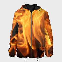 Куртка с капюшоном мужская Языки пламень, цвет: 3D-черный