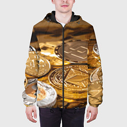 Куртка с капюшоном мужская Виртуальные монеты, цвет: 3D-черный — фото 2