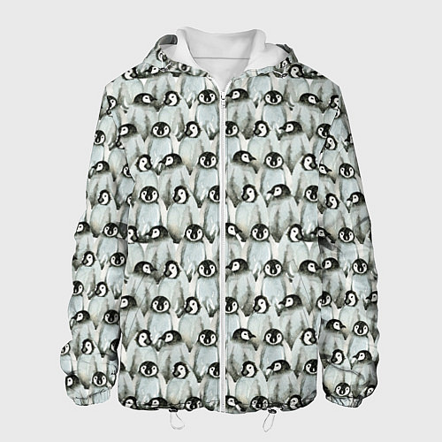 Мужская куртка Акварельные пингвины / 3D-Белый – фото 1