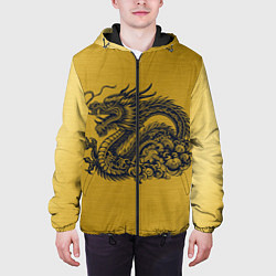 Куртка с капюшоном мужская Дракон на золоте, цвет: 3D-черный — фото 2
