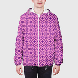 Куртка с капюшоном мужская Фиолетовый орнамент, цвет: 3D-белый — фото 2