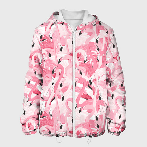 Мужская куртка Стая розовых фламинго / 3D-Белый – фото 1