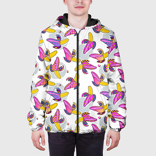 Мужская куртка Разноцветный банан / 3D-Черный – фото 3