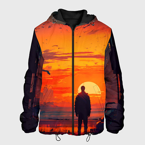 Мужская куртка Закат в пустынном городе / 3D-Черный – фото 1