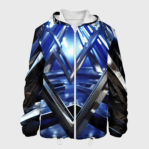 Мужская куртка Синяя и черная конструкция абстракция / 3D-Белый – фото 1