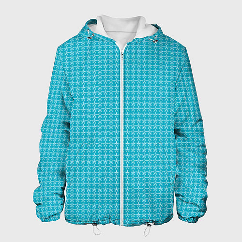 Мужская куртка Мелкие снежинки паттерн голубой / 3D-Белый – фото 1