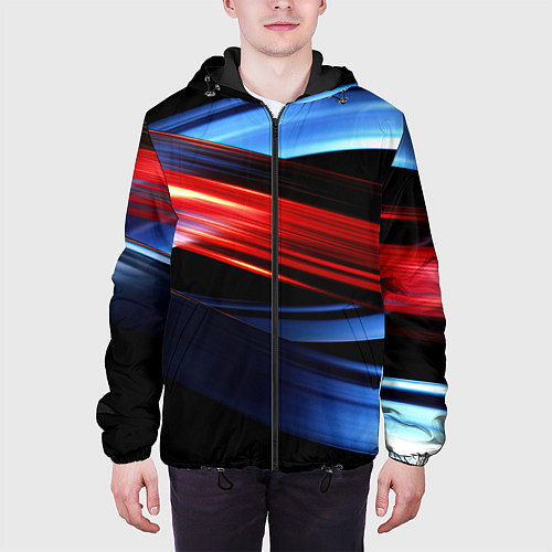 Мужская куртка Синяя и красная абстракция / 3D-Черный – фото 3