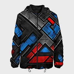 Куртка с капюшоном мужская Темная абстракция из геометрических фигур, цвет: 3D-черный