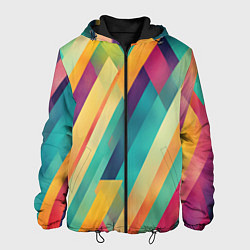 Куртка с капюшоном мужская Цветные диагональные полосы, цвет: 3D-черный
