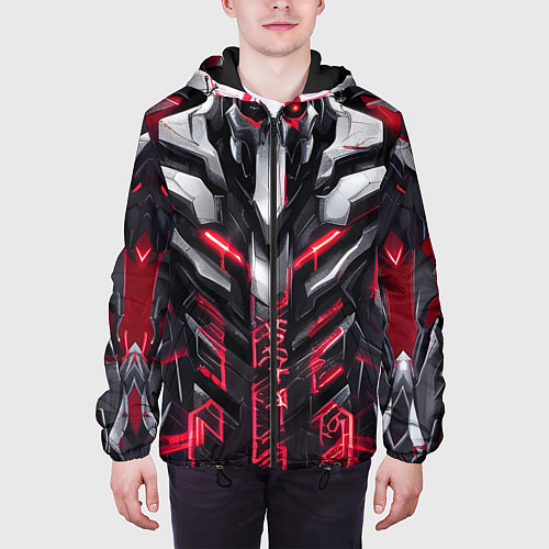 Мужская куртка Адская киберпанк броня красная / 3D-Черный – фото 3
