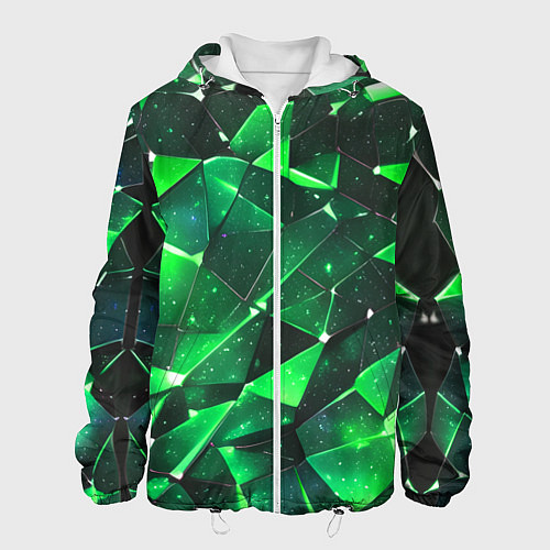 Мужская куртка Зелёное разбитое стекло / 3D-Белый – фото 1