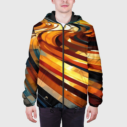 Мужская куртка Абстрактная дорога / 3D-Черный – фото 3