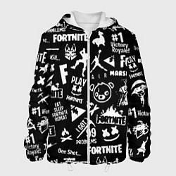 Куртка с капюшоном мужская Fortnite alllogo black, цвет: 3D-белый