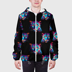 Куртка с капюшоном мужская Паттерн с леопардами, цвет: 3D-белый — фото 2