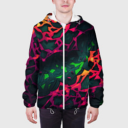 Куртка с капюшоном мужская Яркая абстракция в стиле камуфляжа, цвет: 3D-белый — фото 2