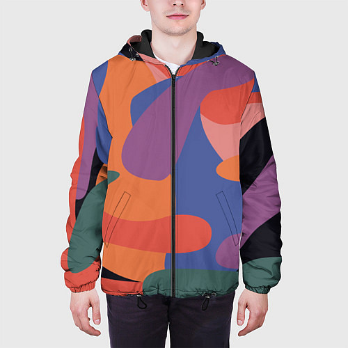 Мужская куртка Цветные кляксы / 3D-Черный – фото 3