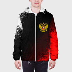 Куртка с капюшоном мужская Герб РФ краски империи, цвет: 3D-белый — фото 2
