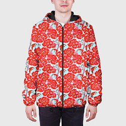 Куртка с капюшоном мужская Красная гжель, цвет: 3D-черный — фото 2