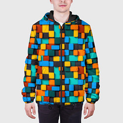 Куртка с капюшоном мужская Абстракция стикеры, цвет: 3D-черный — фото 2
