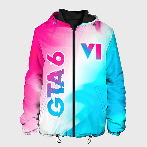 Мужская куртка GTA 6 neon gradient style вертикально / 3D-Черный – фото 1