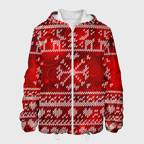 Мужская куртка Рождественские узоры оленей / 3D-Белый – фото 1