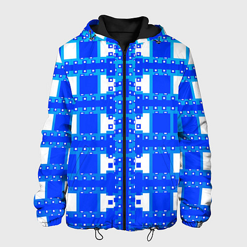 Мужская куртка Синие и белые квадраты / 3D-Черный – фото 1