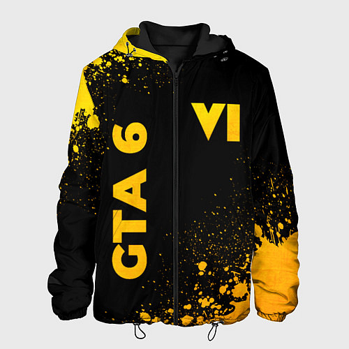 Мужская куртка GTA 6 - gold gradient вертикально / 3D-Черный – фото 1