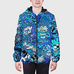 Куртка с капюшоном мужская Сапфировый граффити-хаос, цвет: 3D-черный — фото 2