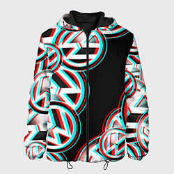 Куртка с капюшоном мужская Volkswagen glitch pattern, цвет: 3D-черный