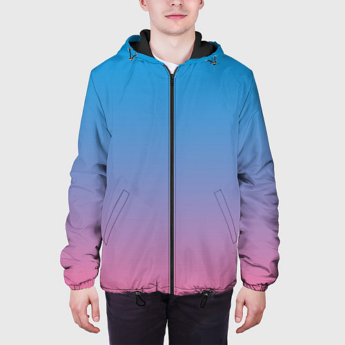 Мужская куртка Небесно-розовый градиент / 3D-Черный – фото 3