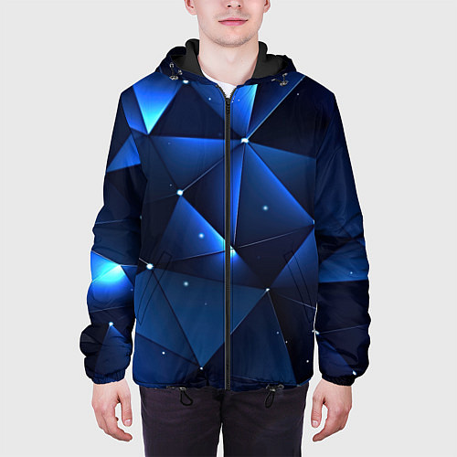 Мужская куртка Синяя геометрическая абстракция / 3D-Черный – фото 3