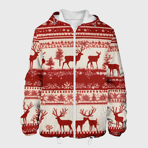 Мужская куртка Красные олени / 3D-Белый – фото 1