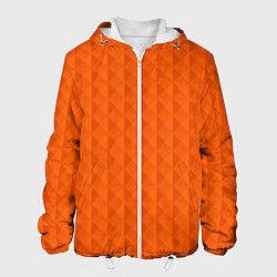 Куртка с капюшоном мужская Объёмные пирамиды сочный апельсиновый, цвет: 3D-белый