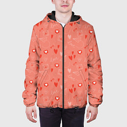 Куртка с капюшоном мужская Love heart message pattern, цвет: 3D-черный — фото 2