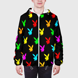 Куртка с капюшоном мужская Playboy pattern неон, цвет: 3D-белый — фото 2