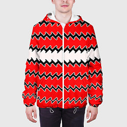 Куртка с капюшоном мужская White and red stripes, цвет: 3D-белый — фото 2