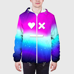 Куртка с капюшоном мужская Love death robots neon gradient serial, цвет: 3D-белый — фото 2