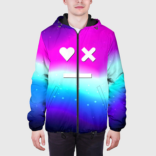 Мужская куртка Love death robots neon gradient serial / 3D-Черный – фото 3