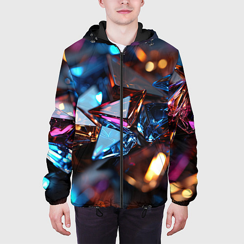 Мужская куртка Разноцветные стекла / 3D-Черный – фото 3