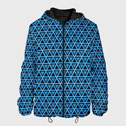 Куртка с капюшоном мужская Синие и чёрные треугольники, цвет: 3D-черный