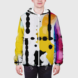 Куртка с капюшоном мужская Цветная абстракция - минимализм, цвет: 3D-белый — фото 2