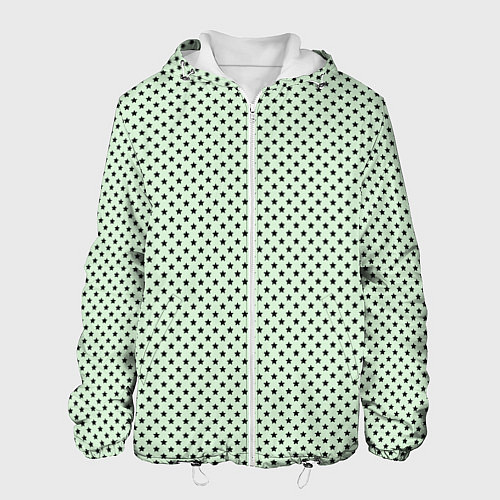 Мужская куртка Светло-салатовый паттерн маленькие звёздочки / 3D-Белый – фото 1
