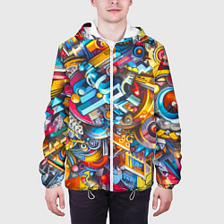 Куртка с капюшоном мужская Фантазийный паттерн - граффити, цвет: 3D-белый — фото 2