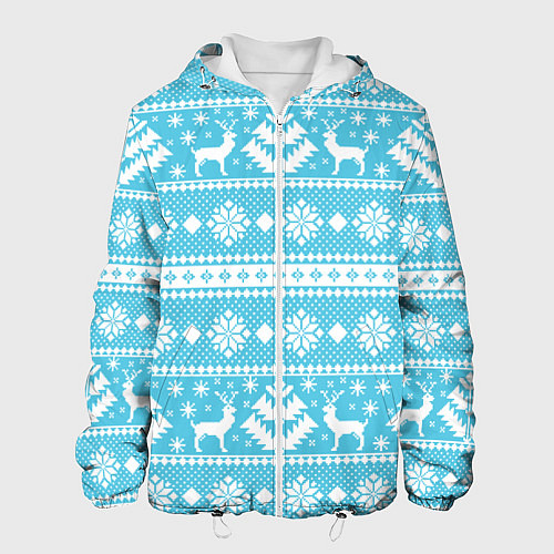 Мужская куртка Новый год ели и олени / 3D-Белый – фото 1