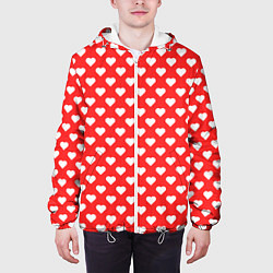 Куртка с капюшоном мужская Сердечный фон, цвет: 3D-белый — фото 2
