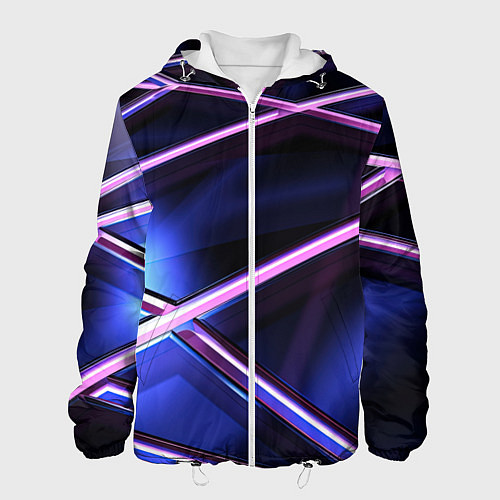 Мужская куртка Фиолетовая геометрическая абстракция / 3D-Белый – фото 1