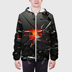 Куртка с капюшоном мужская Взрыв и черные камни, цвет: 3D-белый — фото 2